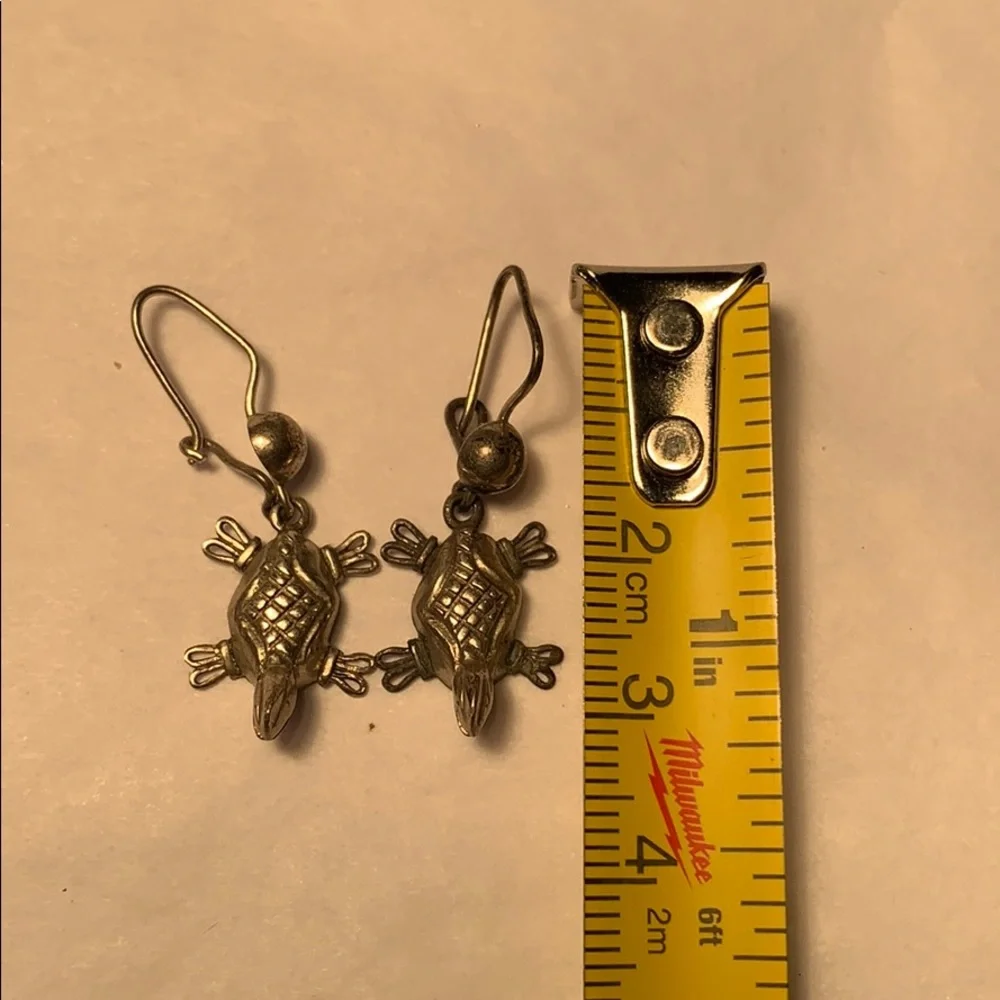 Sterling Silver handmade sea turtle earrings - Picture 3 of 9